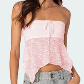 Strapless Appliques Crop Asymmetrical Top