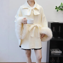 Bowknot Knitted Cape Short Coat