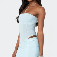 Strapless Mesh Boning Corset Top