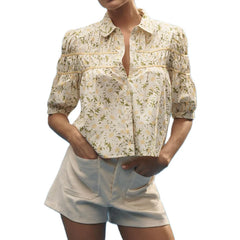 Puff Sleeve Floral Peplum Blouse