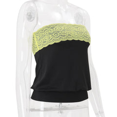 Black Lace Trim Tube Top