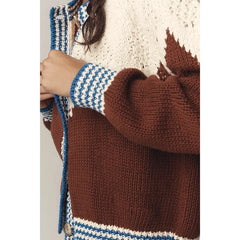 Brown And White Pattern Button Up Cardigan