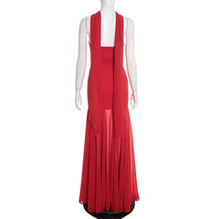 Steapless Mesh Patchwork Maxi Dress With Scarf