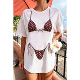 Bikini Print White Graphic T-shirt