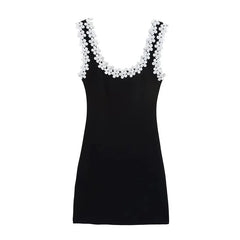 Mini Dress with Floral Strap Details