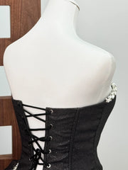 Grey Strapless Diamonds Beaded Mini Dress