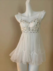 Embroidery Daisy Lace Embroidered Nightdress