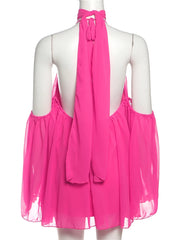 Frill Off-shoulder Long Sleeve Chocker Mini Dress