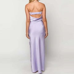 Satin Strapless Crop Top & Long Skirt Set