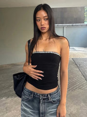 Button Patchwork Tank Top