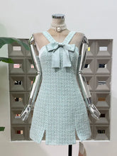 Tweed Bow Detail Halter Mini Dress