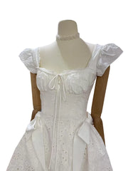 White Corset Bodice Ruffled Mini Dress