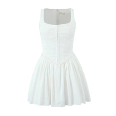 Corset Hook Sleeveless Pleated Mini Dress