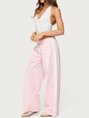 Pink Wide Leg Baggy Side Stripe Parachute Pants