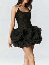 Sheer Strap 3d Flower Frill Mini Dress