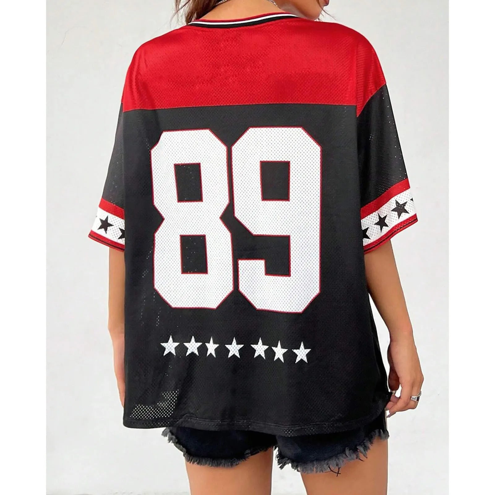 Black and red sports jersey with number 89 on a white background