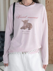 Long Sleeve Deer Letter Print Top