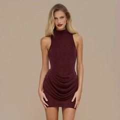 Glitter Ruched Mini Tank Dress