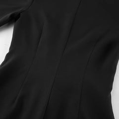 Black Round Neck Long Sleeve Button Up Blazer Mini Dress