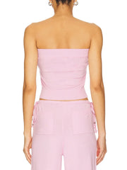 Ribbed Tube Top And High Waist Pants Set