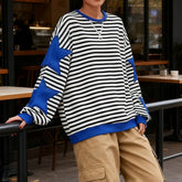 Star Appliques Striped Sweatshirt
