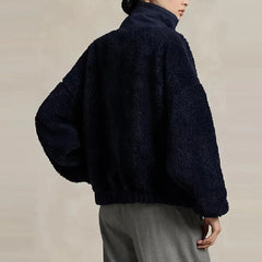 Bear Pattern High Collar Fleece Sweater