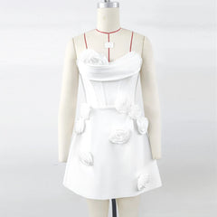 3D Flower Strapless Corset Mini Dress