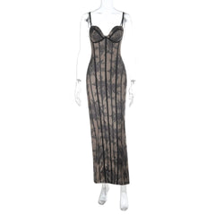 Lace Bodycon Sweetheart Neckline Halter Maxi Dress