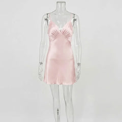 Satin Spaghetti Strap Jacquard Print Slip Mini Dress