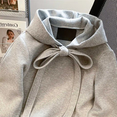 Grey Bow Tie Hoodie