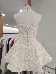 Floral Embroidered Strapless Mini Dress