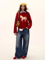 Red Horse Graphic Sweater