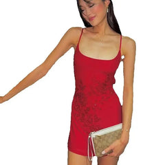 Rhinestone Print Mini Slip Dress