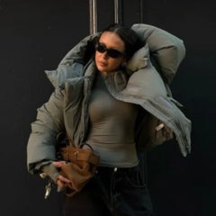 Hooded Padded Stand Collar Coat