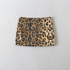 Animal Sequin Mini Skirt