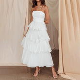 Ruffled Tube Tiered Cake Long Dress