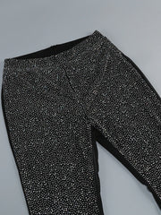 Black Rhinestone Cowl Neck Crop Tie Up Top And Wide Leg Pants Set