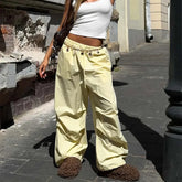 Yellow Wide Leg Cargo Trousers