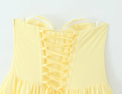 Wire Chest Boning Long Strapless Dress