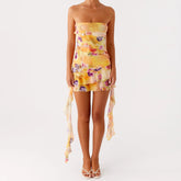 Tube Floral Ruched Short Dress