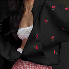 Cherry Print Zip Up Hoodie