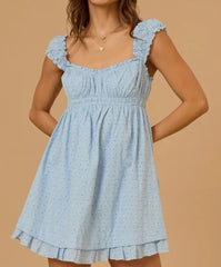 Square Neck Ruched Short Babydoll Dress