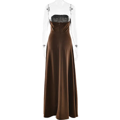 Satin Strapless Drape Maxi Gown