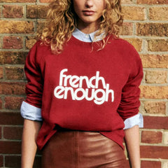 French Enough Letters Print Sweatshirt