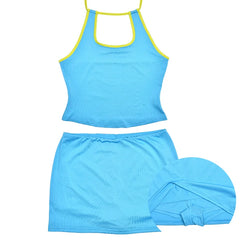 Blue Crop Cut Out Top And Shorts Set