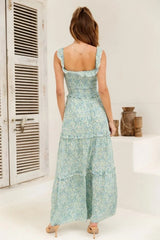 Flowers Print Off Shoulder Long Dress