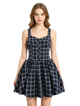 Plaid Print Square Collar Mini Dress