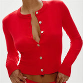 Red cardigan with button details