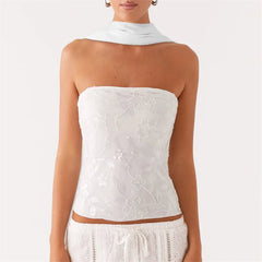 Sequin Tube Top with Scarf