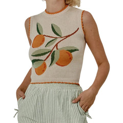 Knit Printed Cropped Vest